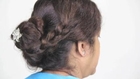 Simple Party hairstyle - Messy bun with side braid