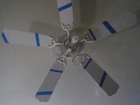 Ceiling fan with blue tape - Hypnotic and beautiful!